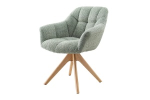 SET 2 SCAUNE ROTATIVE, PAPILLON, REALIZAT DIN MATERIAL TEXTIL BOUCLE SI PICIOARE DIN LEMN, CULOARE VERDE SALVIE, INVICTA INTERIOR - Img 3