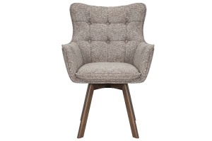 SET 2 SCAUNE ROTATIVE THOR 360GRADE, CADRUL DIN LEMN MASIV DE STEJAR SI MATERIAL TEXTIL , TAUPE DESCHIS, STIL MODERN - Img 6