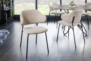 SET 2 SCAUNE TRACY , DIN MATERIAL BUCLE GRI SI PICIOARE NEGRE, DESIGN INDUSTRIAL - Img 1
