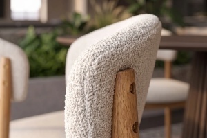 SET 2 SCAUNE VALHALLA WOOD, REALIZAT DIN LEMN DE STEJAR SI TEXTIL, CULOARE CREM/NATUR - Img 4