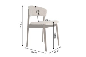 SET 2 SCAUNE VALHALLA WOOD, REALIZAT DIN LEMN DE STEJAR SI TEXTIL, CULOARE CREM/MARO - Img 5