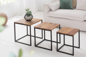 SET 3 MASUTE DE CAFEA FUSION, METAL SI LEMN MASIV, DESIGN VINTAGE/INDUSTRIAL - Img 2