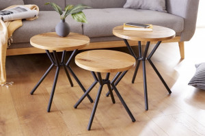 SET 3 MASUTE FACTORY 37903 LEMN MASIV STEJAR SALBATIC DESIGN INDUSTRIAL - Img 2