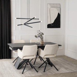 SET 4 SCAUNE, ARTIM MEBLE, REALIZAT DIN MATERIAL TEXTIL BOUCLE CREM SI METAL, STIL MODERN - Img 8