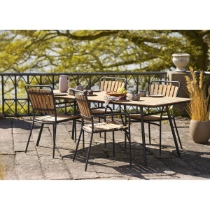 SET 4 SCAUNE DE TERASA CLEVELAND, REALIZAT DIN METAL SI LEMN, CULOARE NATUR/NEGRU, HOUSE NORDIC - Img 2