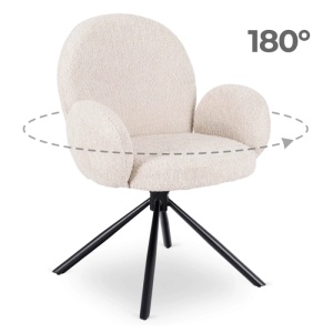 SET 4 SCAUNE ROTATIVE, ARTIM MEBLE, REALIZAT DIN MATERIAL BOUCLE BEJ SI METAL, STIL MODERN - Img 9