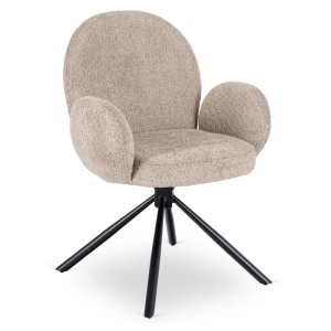 SET 4 SCAUNE ROTATIVE, ARTIM MEBLE, REALIZAT DIN MATERIAL BOUCLE MARO SI METAL, STIL MODERN - Img 4