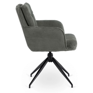 SET 4 SCAUNE ROTATIVE, ARTIM MEBLE, REALIZAT DIN MATERIAL CATIFEA RAIAT VERDE SI METAL, STIL MODERN - Img 7