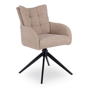 SET 4 SCAUNE ROTATIVE, ARTIM MEBLE, REALIZAT DIN MATERIAL TEXTIL BEJ SI CADRUL DIN METAL, STIL MODERN - Img 3