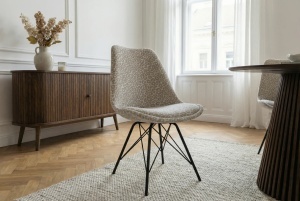 SET 4 SCAUNE, SCANDINAVIA, REALIZAT DIN MATERIAL TEXTIL- LEOPARD, CULOARE BEJ/GRI, ARTIM GROUP SELECTION - Img 7