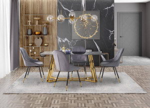SET DINING - MASA KONAMI CU 4 SCAUNE K437, STIL MODERN, HALMAR - Img 1
