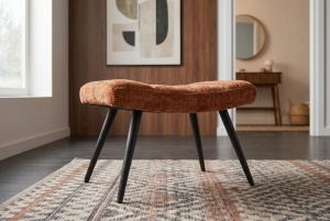 SET FOTOLIU SI TABURET SCANDINAVIA, DIN METAL SI TEXTIL CHENILLE, CULOARE CARAMIZIU, INVICTA INTERIOR - Img 11