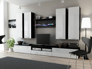 SET LIVING CU LED DREAM 3 NEGRU MAT/ALB LUCIOS DESIGN MODERN CM - Img 1