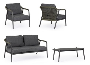 SET LOUNGE DE GRADINA/TERASA MIRAVET ANTRACIT/VERDE, CONFECTIONAT DIN ALUMINIU, POLIPROPILENA SI TEXTIL, STIL MODERN - Img 4