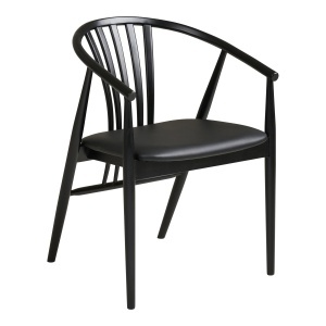 SET MASA SI 4 SCAUNE, DIN LEMN SI PIELE ECO, CULOARE NEGRU, HOUSE NORDIC - Img 4