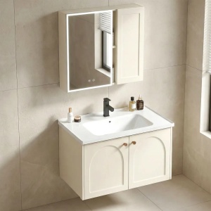 SET MOBILIER DE BAIE CU LAVOAR, OGLINDA, DENVER 60CM, CREM, JUST IN COLLECTION - Img 3