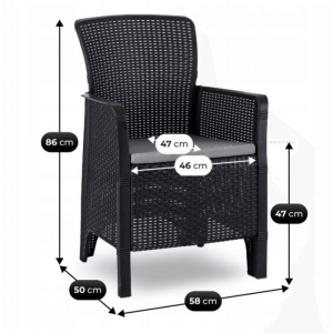 SET MOBILIER DE GRADINA/TERASA,ARGOS 160-260CM, ARTIM MEBLE, MASA SI 8 FOTOLII, DIN TEHNORATAN SI COMPOZIT, CULOARE NUC/NEGRU - Img 12
