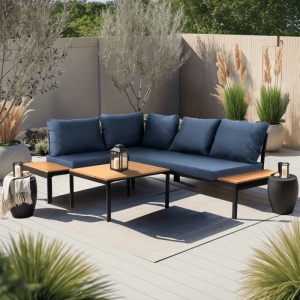 SET MOBILIER DE GRADINA/TERASA, NORMAN, ARTIM MEBLE, DIN METAL SI COMPOZIT, CULOARE BEJ/BLUEMARIN