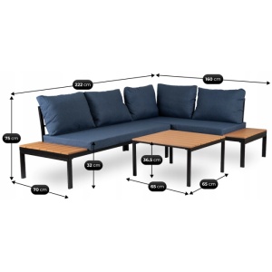 SET MOBILIER DE GRADINA/TERASA, NORMAN, ARTIM MEBLE, DIN METAL SI COMPOZIT, CULOARE BEJ/BLUEMARIN - Img 11