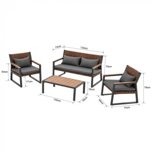 SET MOBILIER DE TERASA DIN ALUMINIU SI RATAN, CANAPEA, MASA SI 2 FOTOLII, ARTIM GROUP COLLECTION - Img 5