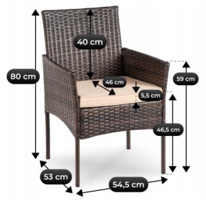 SET MOBILIER GRADINA, ARTIM MEBLE, MASA SI 4 SCAUNE, REALIZATA DIN POLIRATAN, CULOARE MARO/BEJ, STIL MODERN - Img 9
