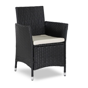 SET MOBILIER GRADINA, ARTIM MEBLE, MASA SI 8 SCAUNE, REALIZAT DIN POLIRATAN, CULOARE NEGRU/BEJ, STIL MODERN - Img 6