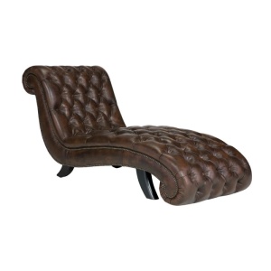 SEZLONG CHESTERFIELD 175CM, DIN LEMN SI PIELE NATURALA, CULOARE MARO, ARTIM SELECTION