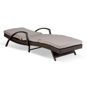 SEZLONG DE PLAJA, ARTIM MEBLE, REALIZAT DIN TEHNORATAN SI TEXTIL, CULOARE MARO/GRI, STIL MODERN - Img 2
