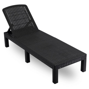 SEZLONG PLAJA PLIABIL, ARTIM MEBLE, REALIZAT DIN TEHNORATAN, CULOARE NEAGRA, STIL MODERN - Img 3