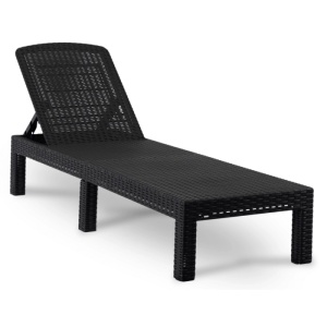 SEZLONG PLAJA PLIABIL, ARTIM MEBLE, REALIZAT DIN TEHNORATAN, CULOARE NEAGRA, STIL MODERN - Img 13