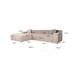 SOFA CUBE CU 3 LOCURI SI CANAPEA STANGA QUART KAKI, S5136, CONFECTIONATA DIN LEMN DE FAG, SPUMA, 100% POLIESTER, RICHMOND INTERIOR - Img 4