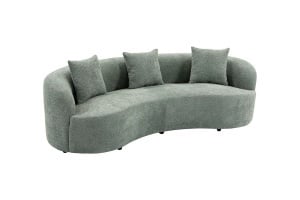 SOFA DEOSEBITA ATELIER 3 LOCURI 230CM, REALIZATA DIN LEMN MASIV SI TEXTIL BOUCLE, CULOARE VERDE GRI, INVICTA INTERIOR - Img 2