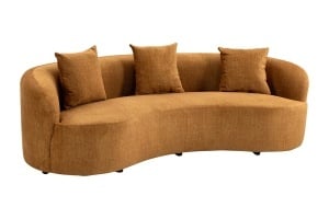 SOFA DEOSEBITA ATELIER 3 LOCURI 230CM, REALIZATA DIN LEMN MASIV SI CATIFEA, CULOARE GALBEN MUSTAR, INVICTA INTERIOR - Img 3