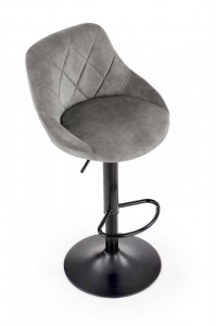 STOC 1 BUCATA - SCAUN DE BAR H101, GRI/NEGRU, TAPITERIE DIN CATIFEA SI PICIOARE DIN METAL, STIL MODERN - Img 2
