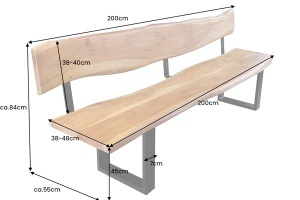 STOC 2 BUC!!! BANCA, MAMMUT 160CM, LEMN MASIV DE SALCAM SI CADRUL DIN METAL, COD 46154 - Img 2