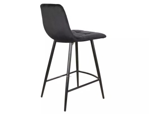 STOC 2 BUC!!! SCAUN DE BAR MILA H-2, NEGRU BLUVEL 19/NEGRU MAT, TAPITERIE DIN CATIFEA SI PICIOARE DIN METAL, STIL MODERN - Img 4