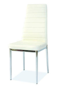 STOC 2 BUC!!! SCAUN DINING H261, CREM/CROM, TAPITERIE DIN PIELE ECOLOGICA SI PICIOARE DIN METAL, STIL MODERN