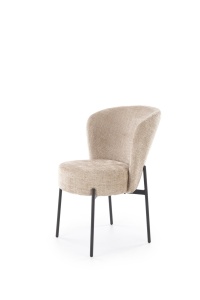 STOC 8 BUC!!! SCAUN DINING K590, BEJ/NEGRU, TAPITERIE DIN STOFA SI PICIOARE DIN METAL, STIL MODERN