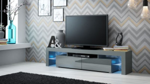 STOC!!!! COMODA LIVING CU LED, 200CM, SOLO RTV GRI DESIGN, MODERN CM