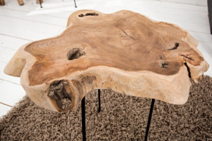 STOC!!! MASUTA DE CAFEA, WILD, 50CM, DIN LEMN MASIV DE TEC, DESIGN RUSTIC - Img 2