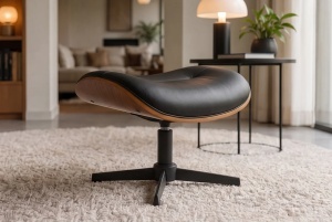 SUPORT PICIOARE ELEGANT DE RELAXARE ROTATIV, VOGUE, DIN METAL, FURNIR SI PIELE ECO, CULOARE MARO/NEGRU, INVICTA INTERIOR - Img 8