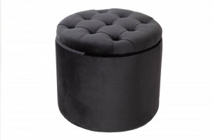 TABURET CU SPATIU DEPOZITARE, BAROCK NEGRU, COD 40734, DIN CATIFEA - Img 6