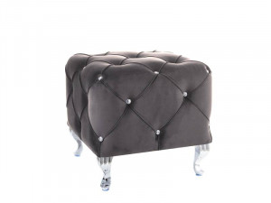 TABURET HESTIA K, GRI BLUVEL 14/CROM, TAPITERIE DIN CATIFEA SI CADRU DIN METAL, STIL MODERN