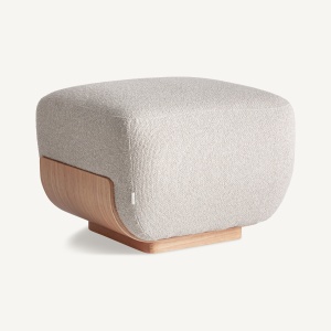 TABURET SASI 63CM, REALIZAT DIN FURNIR SI TEXTIL , STIL CONTEMPORAN, FINISAJ NATUR/BEJ, VICAL HOME - Img 2