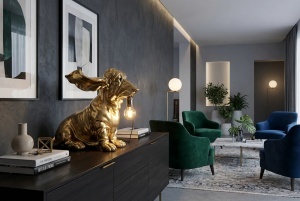 VEIOZA/DECORATIUNE, DACKEL 70CM, MATERIAL POLIRASINA, CULOARE AURIE, REALIZATA MANUAL, ARTIM GROUP SELECTION - Img 2