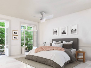 VENTILATOR TROPIC, CU TELECOMANDA, 31,5 CM, ALB MAT/OPAL, DIN METAL SI ACRIL, STIL MODERN - Img 2