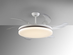 VENTILATOR VENTO, CU TELECOMANDA, 55 CM, ALB MAT/BRONZ/TRANSPARENT, DIN METAL SI ACRIL, STIL MODERN - Img 2