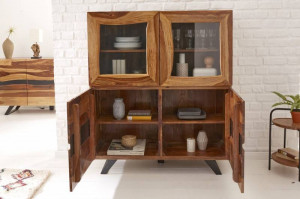 VITRINA 140CM, DIN LEMN MASIV SHEESHAM, STIL INDUSTRIAL, ARTIM GROUP SELECTION - Img 3
