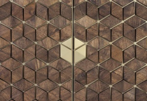 VITRINA BORA BORA 100CM, REALIZATA DIN LEMN DE MANGO SI METAL, CULOARE NUC/AURIU, STIL RUSTIC/MODERN, GINER Y COLOMER - Img 4