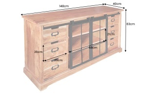 VITRINA LIVING, HERITAGE 150CM, LEMN DE SALCAM, METAL SI STICLA, CULOARE NATUR/MARO, ARTIM GROUP SELECTION - Img 13